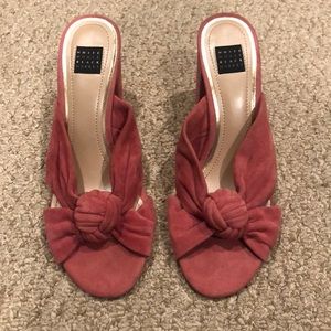 White House Black Market pink suede mules